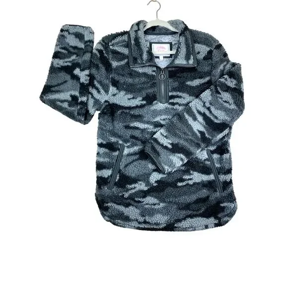 Cozy Sherpa Women's L 1/3 Zip Pullover Cozy Casual Camo Long Sleeve - Picture 1 of 4